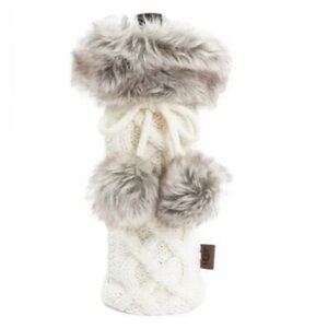 UGG White and fur trimmed Knit Bottle Cover